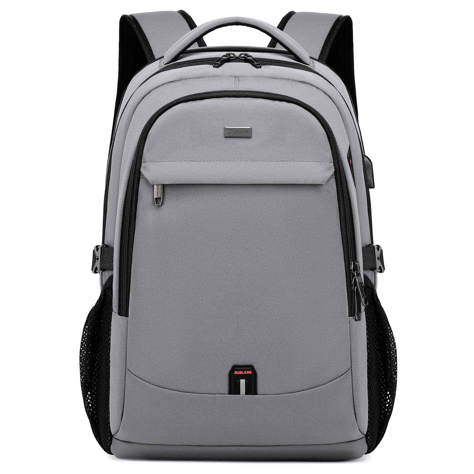 DUSLANG 17 Inch Travel Laptop Backpack Water Resistant College Backpack for Men Laptop Bag with USB Charging Port,Light Grey