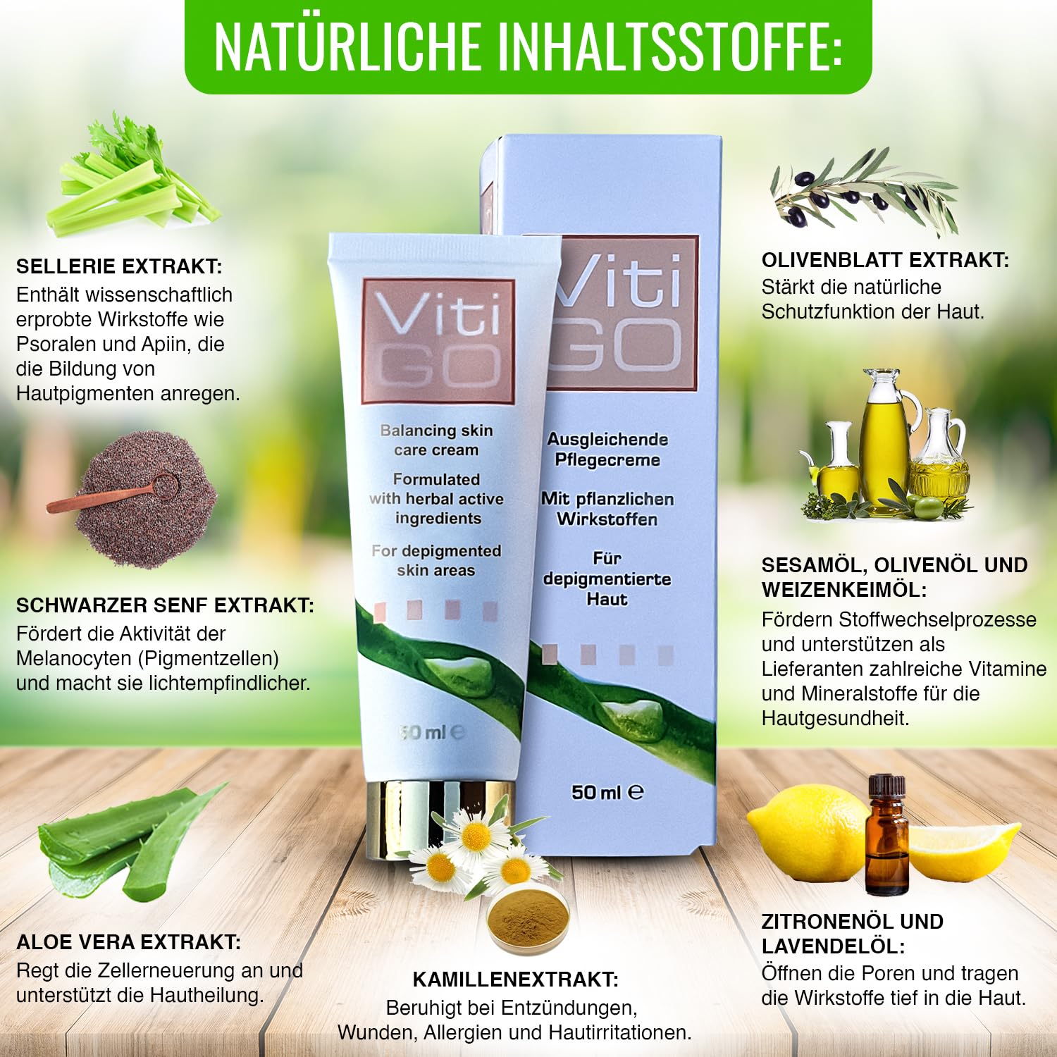 VitiGO Creme, Ausgleichende Pflege mit pflanzlichen Wirkstoffen für depigmentierte Haut