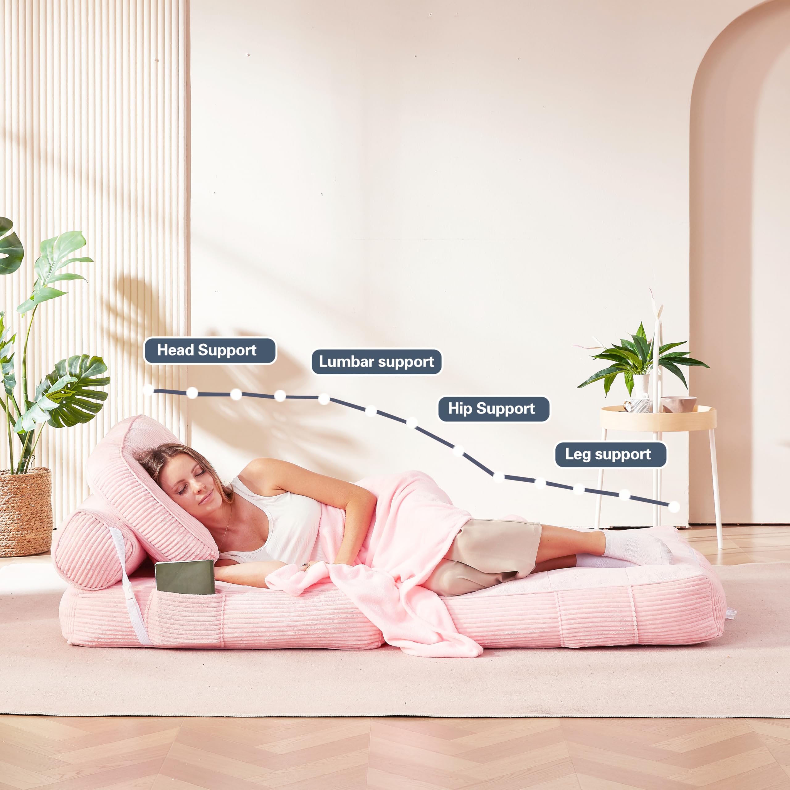 Futon Sofa Bed Chair - Convertible Sleeper Bed for Small Space, No Assembly Required, Space-Saving, Breathable & Sweat-Wicking for Post-Workout Recovery, Yoga Stretch, Lounging, Gaming, Naps
