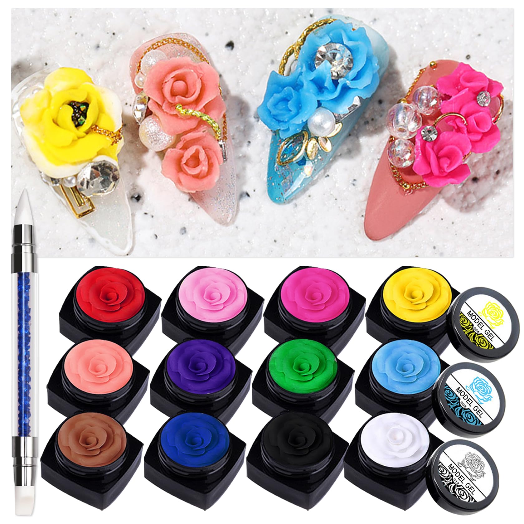 LZXLUKGIR 12 Colors 3D Sculpting Gel for Nail Art,Nail Design Molding Gel,Creative Painting for DIY Decoration Salon Home