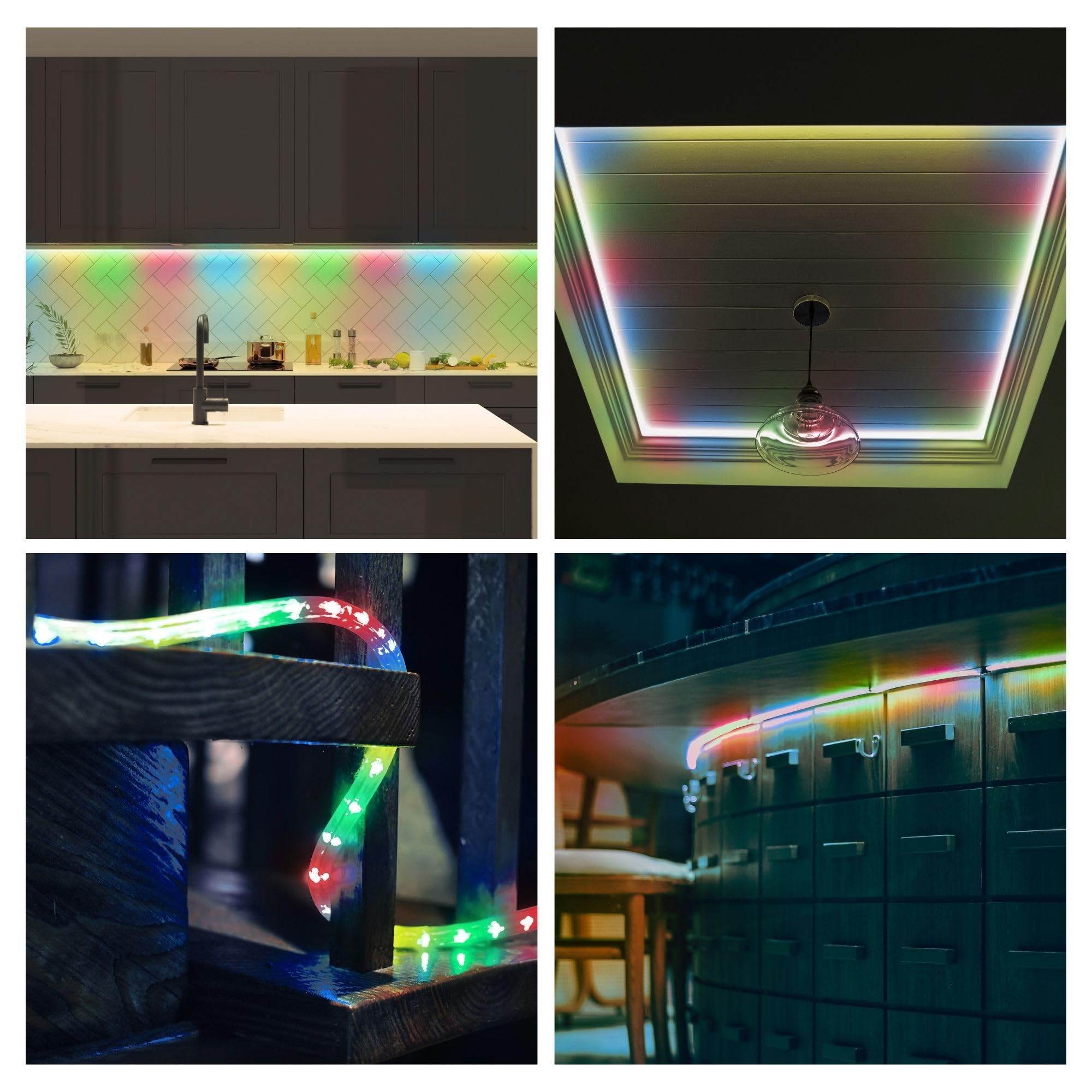 HQ-Power Tube lumineux LED, guirlande lumineuse, tube LED extérieur, cordon lumineux, flexible lumineux, décoration pour intérieur et extérieur, 36 LED/mètre, contrôleur, couleur, 20 m