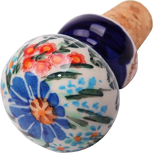 Polaco cerámica Ceramika Boleslawiec 0804169234por los patrones de 112-inch, diseño tapón para botella de vino, Royal Blue