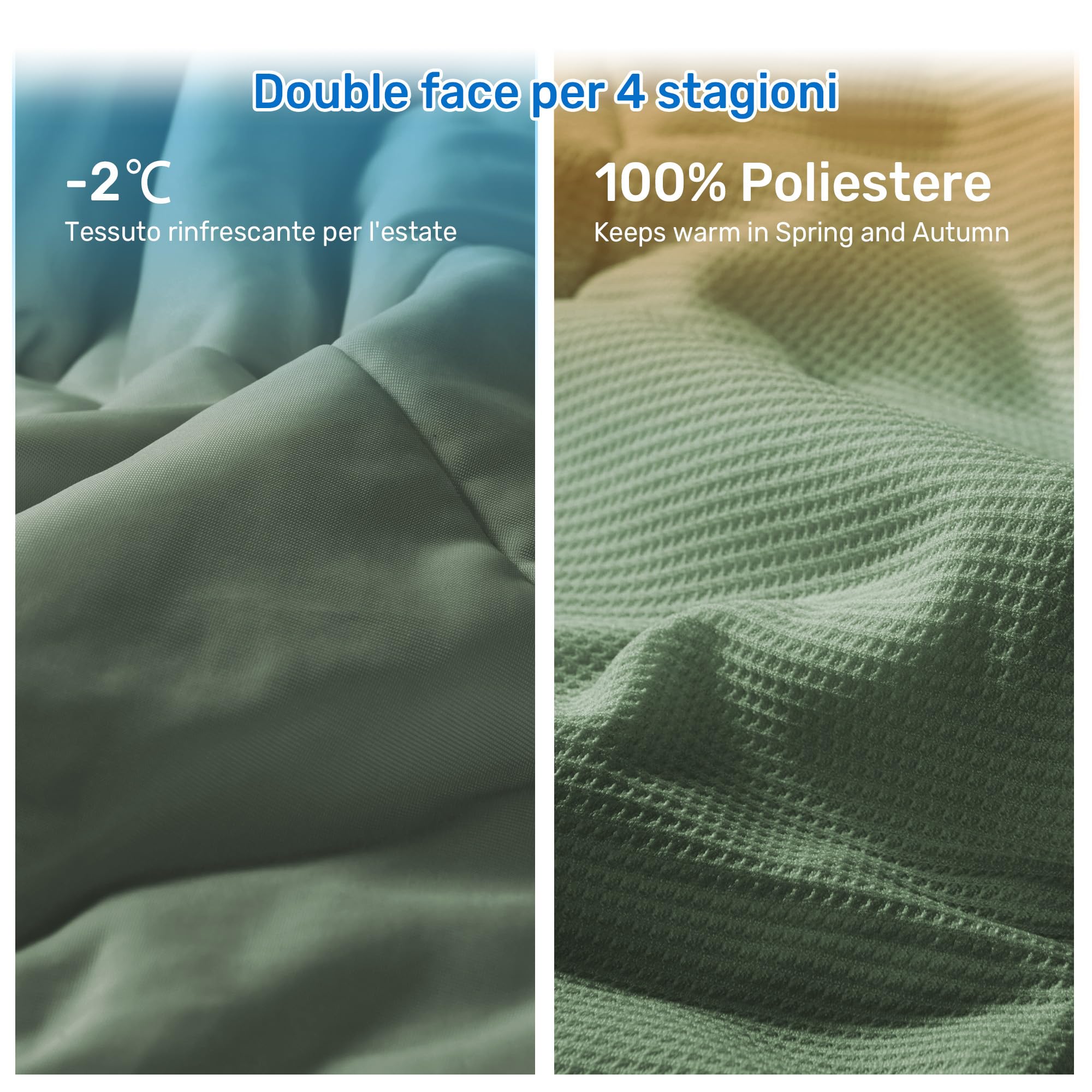 UNIKOME Kühldecke 200x200cm, Doppelseitige Sommerdecke Für Sommer, Leichte Kühlende Bettdecke Für Menschen, Kühldecken Zum Schlafen Cooling Blanket Waschbar, Öeko-Tex (Grün)