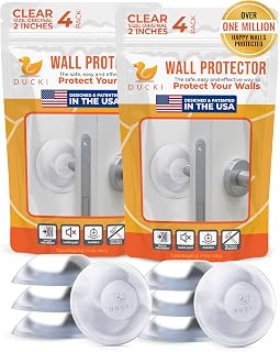 Ducki Door Stop Wall Protectors, 8 Pack Clear, Self Adhesive Reusable Solution for Stopping Wall Damage & Noise from Doors, Refrigerators, & in Your Home or Office, Durable Shock Absorbent & Discreet