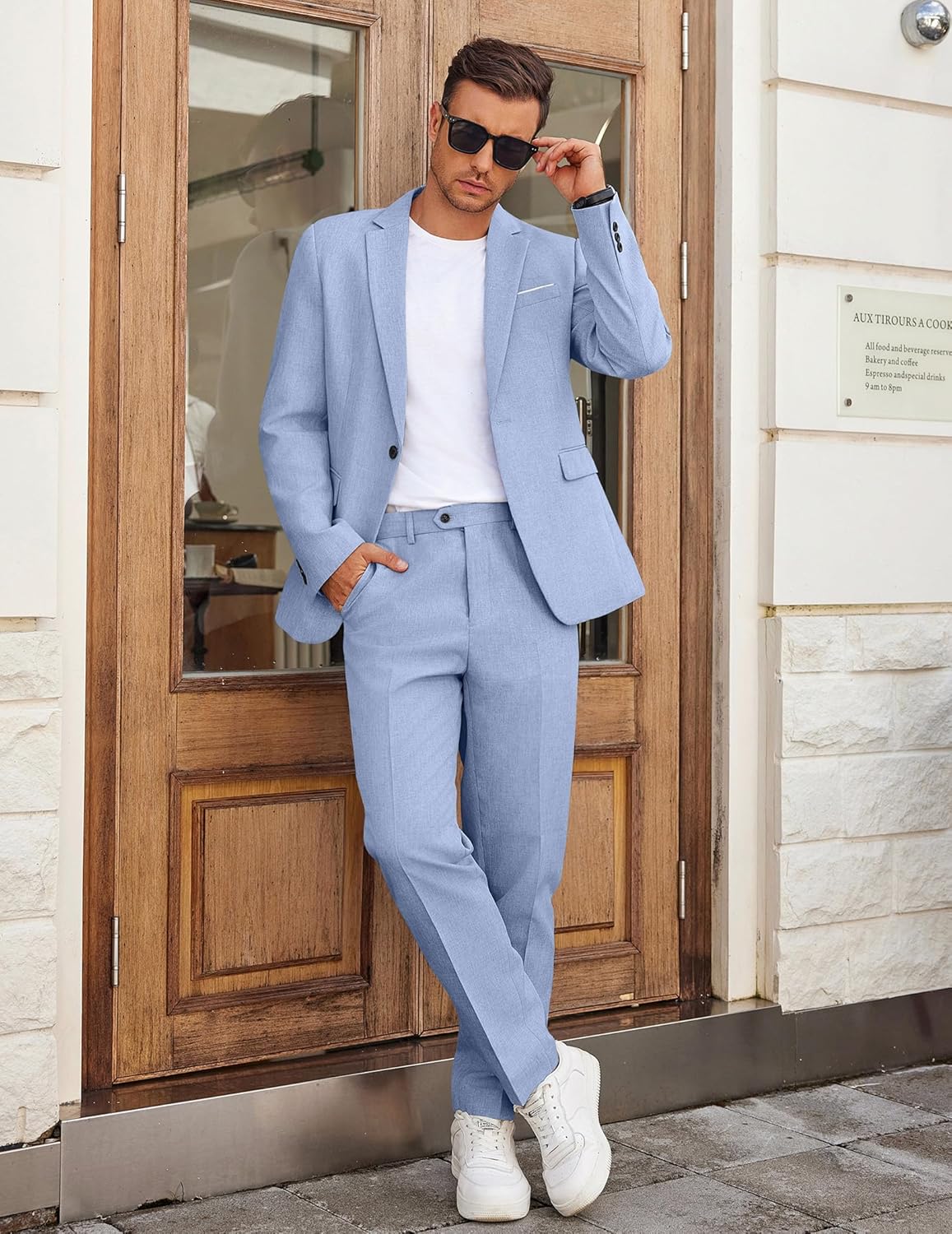 COOFANDY Men Suits Classic Fit 2 Piece Suit Set One Button Casual Blazer Wedding Bussiness Suit Separates - Image 4