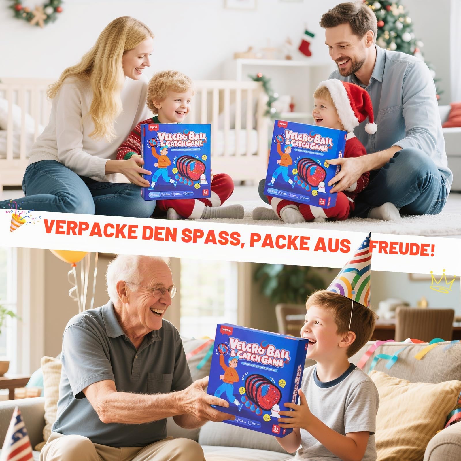 JoyCat Klettballspiel für Kinder Klettball Strandspielzeug Outdoor Spielzeug Wurfspiel Kinder Erwachsene Garten Outdoor Draußen Strand Spiele Klettspiel Kinder Spiele Geschenke 4 5 6 7 8 9 10 Jahre