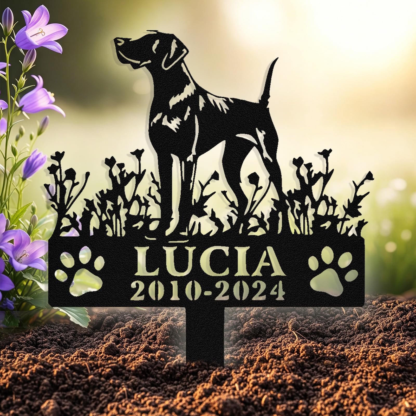 Custom Dog Grave Marker Outdoor, Personalized Metal Pet Memorial Grave