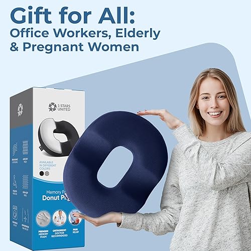 Vista 16 de 5 STARS UNITED Donut Pillow Hemorrhoid Tailbone Cushion – Large Chair Pad for Pain Relief – Coccyx, Prostate, Sciatica, Pelvic Floor, Pressure