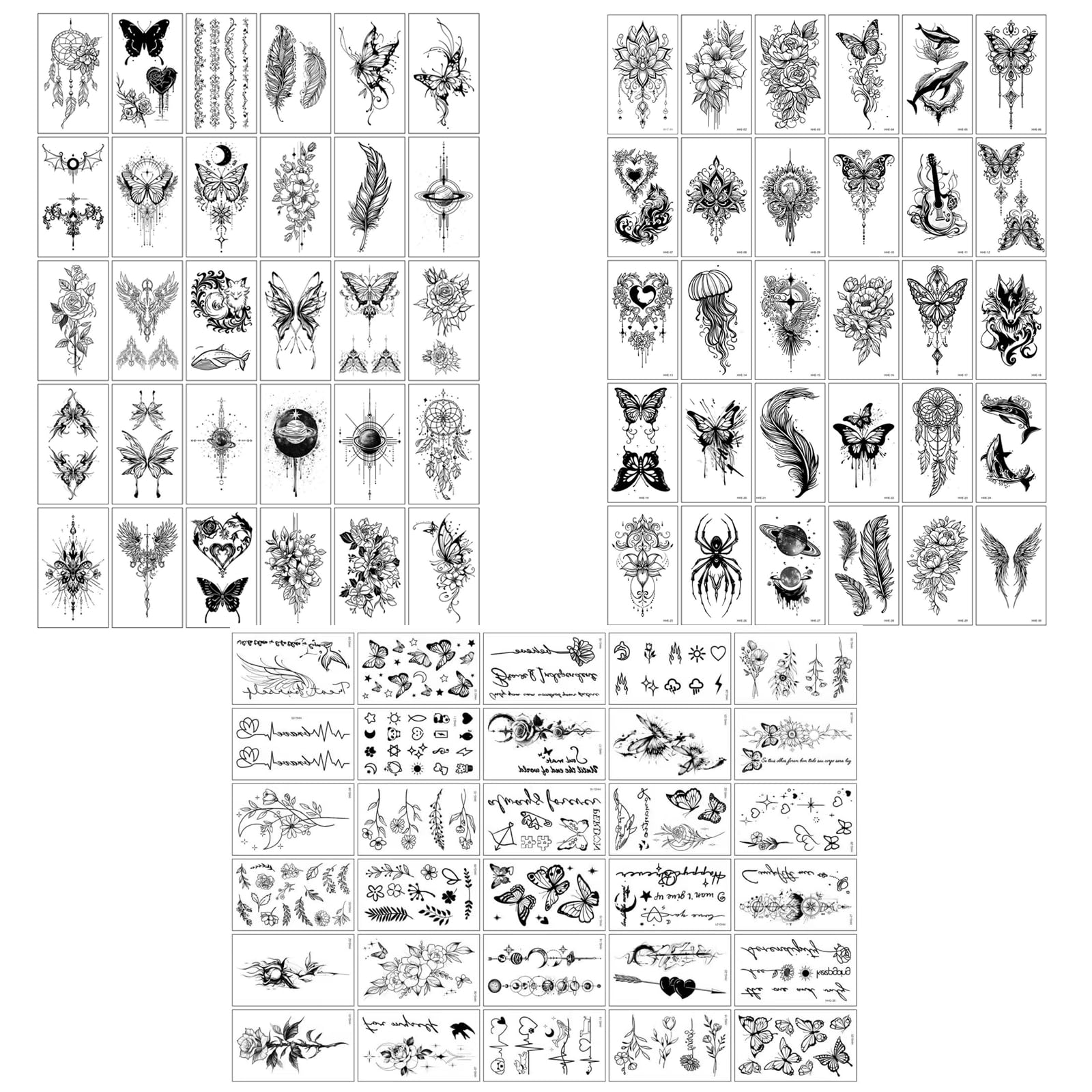 Temporary Tattoo Aesthetic, 90 Sheets Dark Theme Tattoo Stickers, Easy Application Body Art, Waterproof Temporary Tattoos, Fashion Body Decoration for Parties and Events, Includes Dark A, Dark C, Dark G Sets-image-11