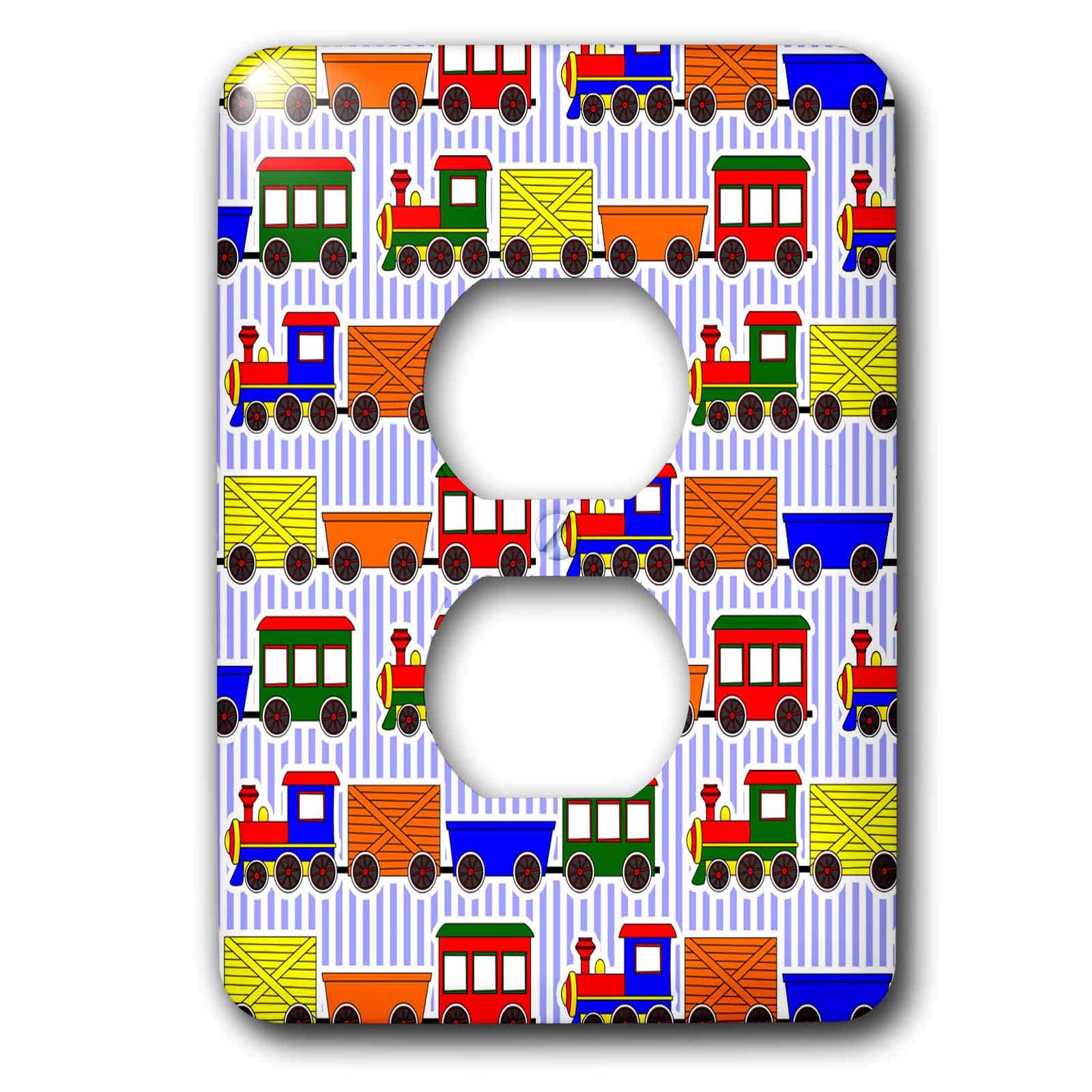 Couverture 2 prises train imprimé rayures bleu 3dRose lsp_25425_6 pour mur