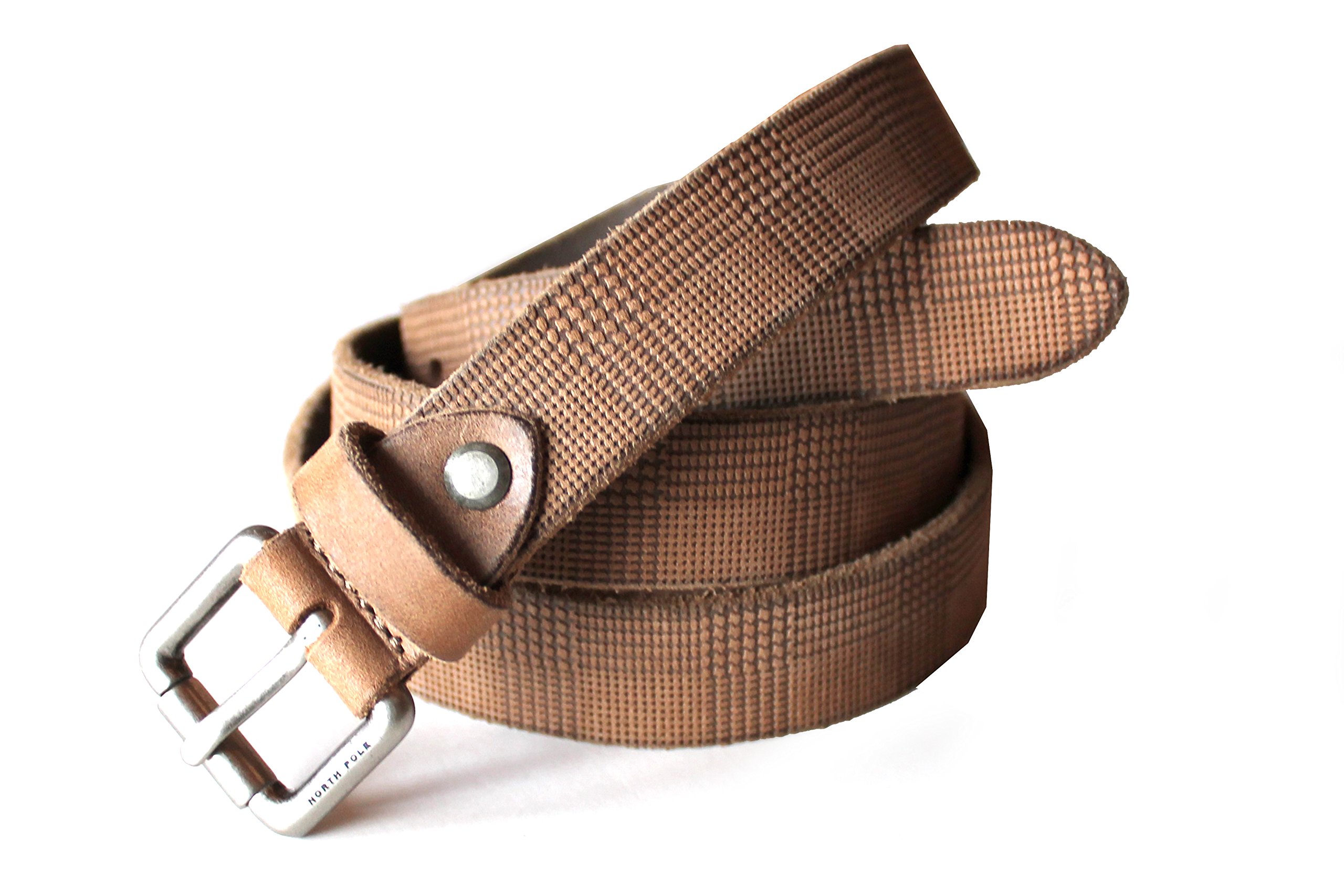 NORTH POLE cintura bassa in vera pelle NP172 uomo donna unisex in confezione regalo in metallo, vari colori (waist size 110 cm, taupe