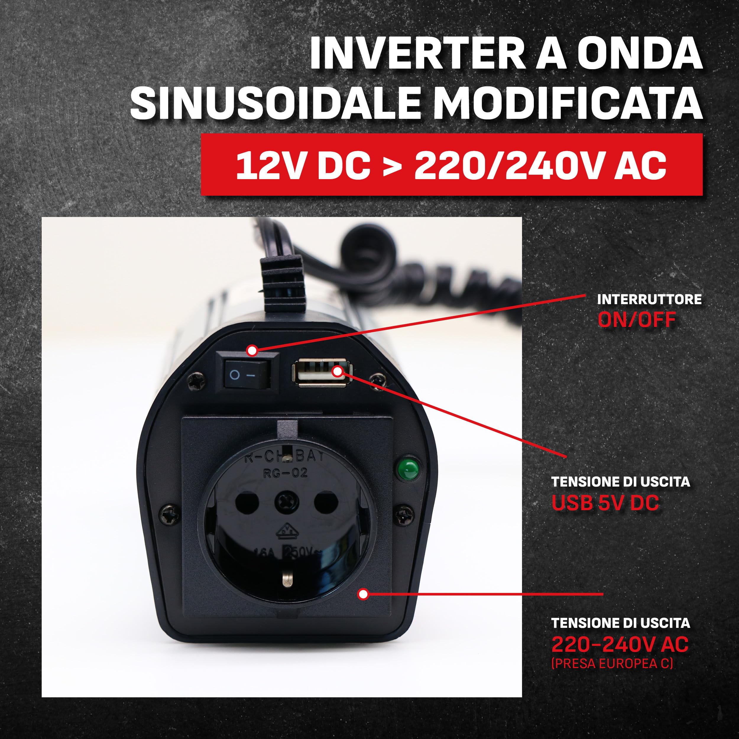 Schumacher Electric INV150 Inverter 12V 220V 300W con USB e Presa Accendisigari