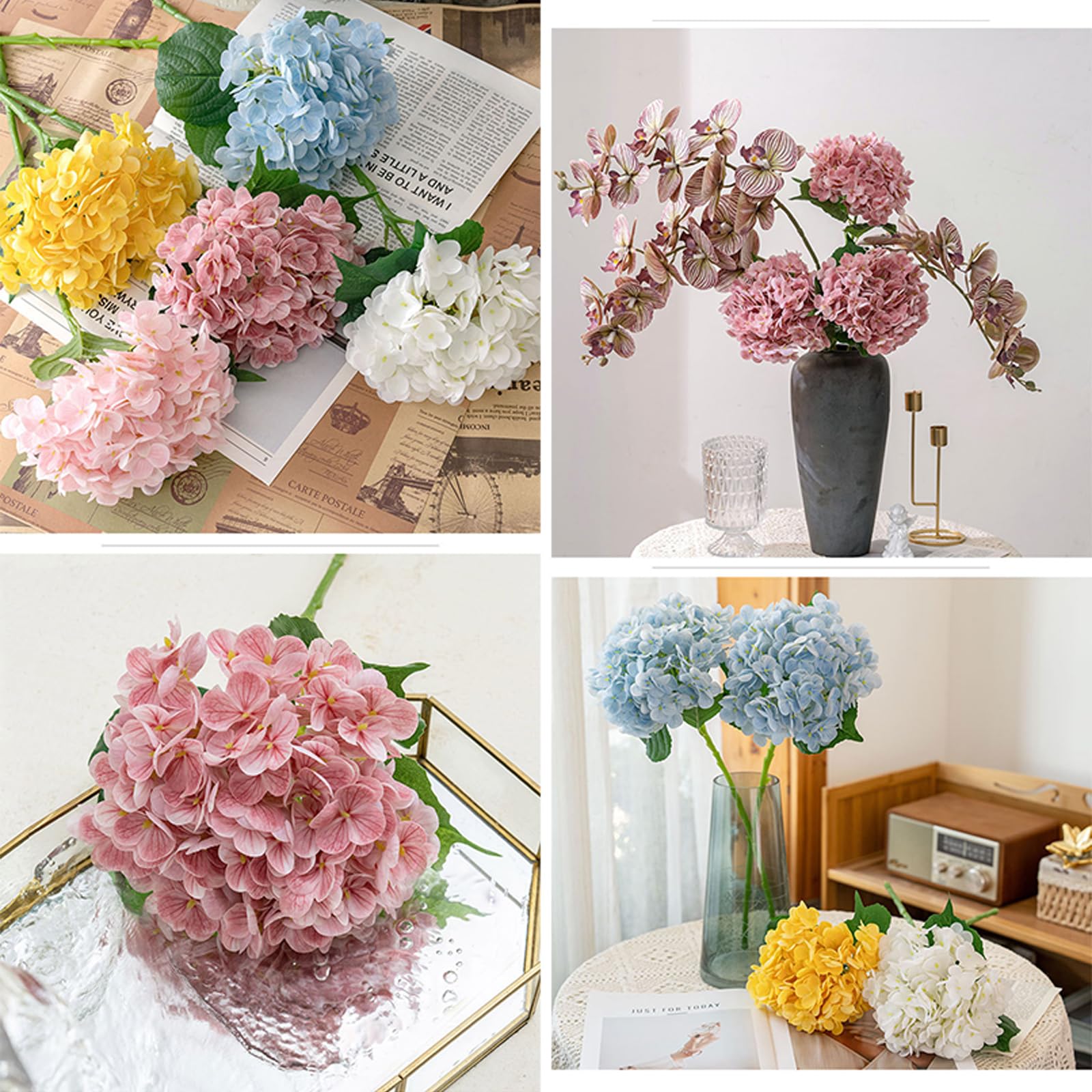 50cm Kunstblume mit biegbarem Stiel, 4 Stück, White