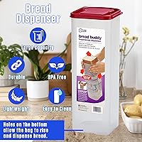 Vista 4 de Buddeez Bread Buddy Caja de Pan – Mantiene las Hogazas de Pan Frescas – Tapa Roja, Paquete de 1
