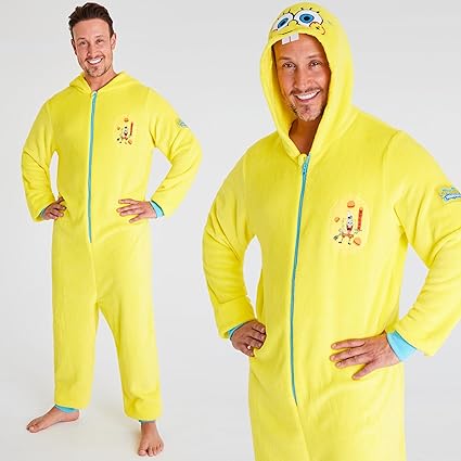 SpongeBob Squarepants Pyjama uit één stuk voor mannen, tieners, fleece