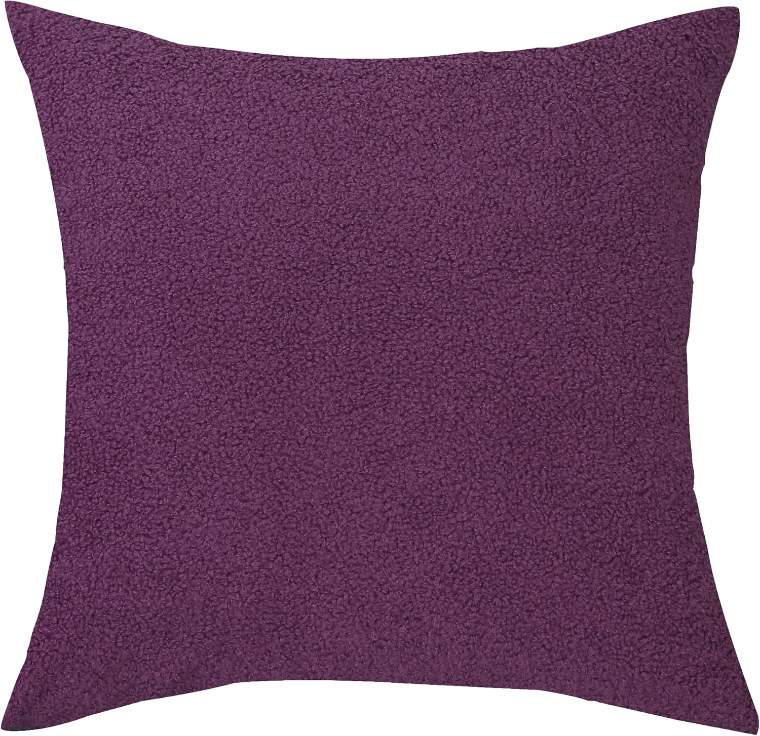 TangDepot Pack of 2 Luxury Faux Shearling Fluffy Throw Pillow Covers, Square Pillow Covers, Euro/European Shams - (24"x24" 2 Pieces, A26 Purple)