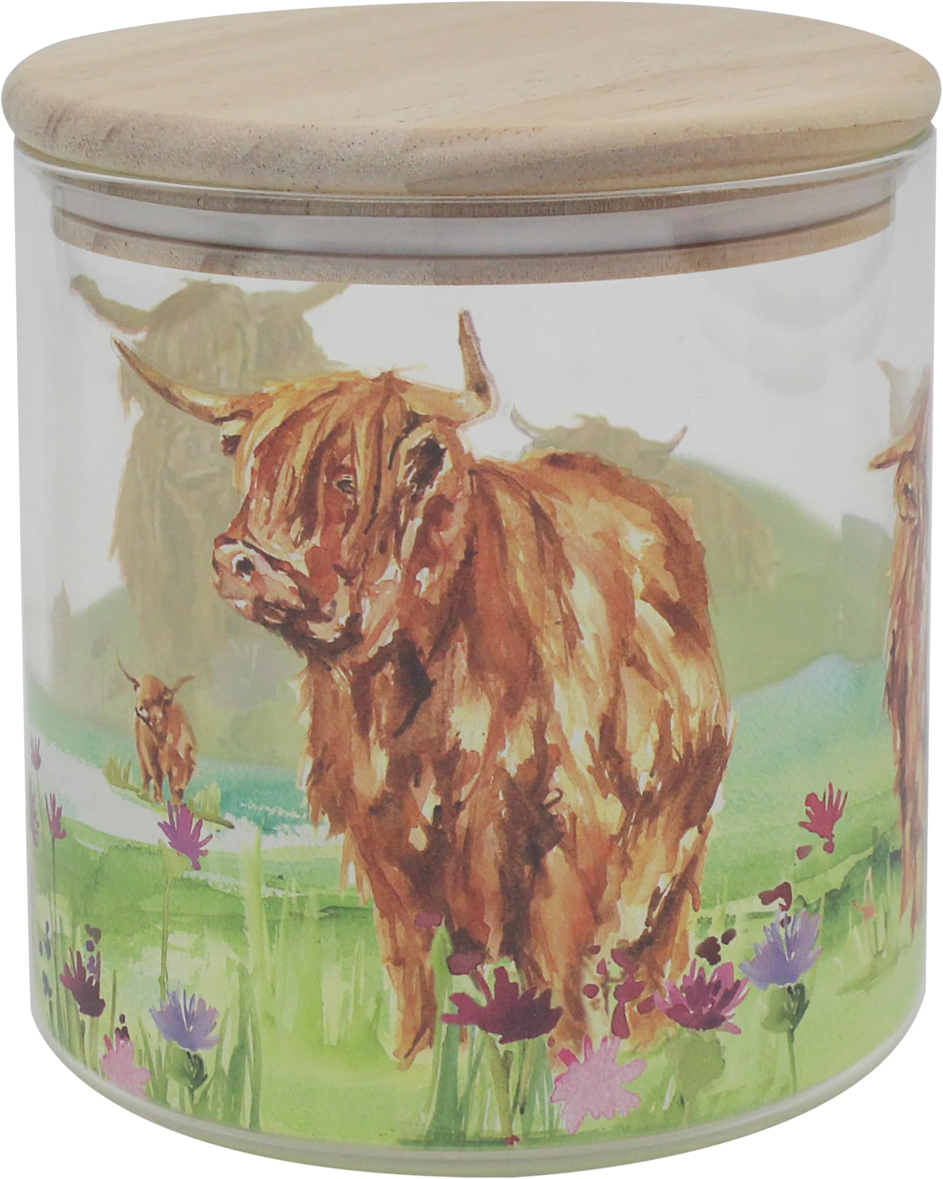 Jennifer Rose Gallery Christmas Highland Cow Canister Sml For Home | Storage Containers & Kitchen Organizers For Gift | Ideal Storage Jars For Biscuits Honey Green Tea & All