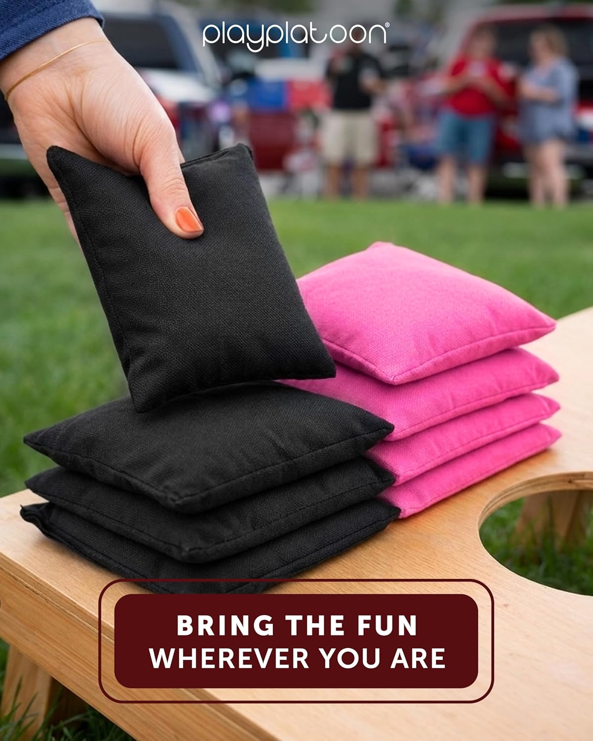 Play Platoon Premium Weather Resistant Duckcloth Cornhole Bags - Set of 8 Bean Bags for Corn Hole Game - Regulation Size & Weight