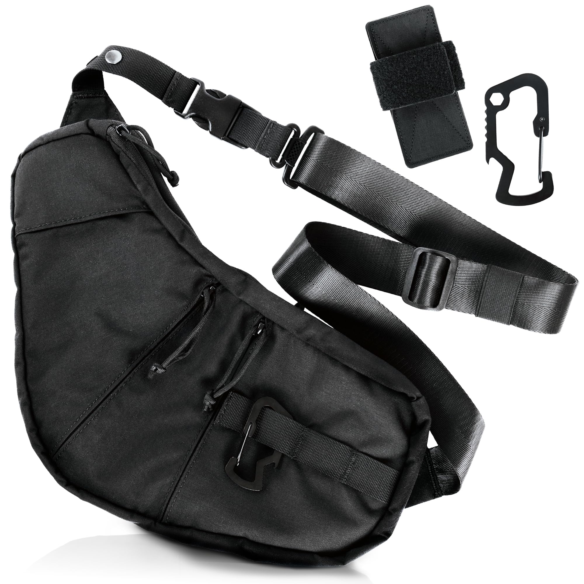 Tactical Daily CCW Sling Bag - Conceal Carry Crossbody with Adjustable Holster EDC Chest Pack, Regular, Black