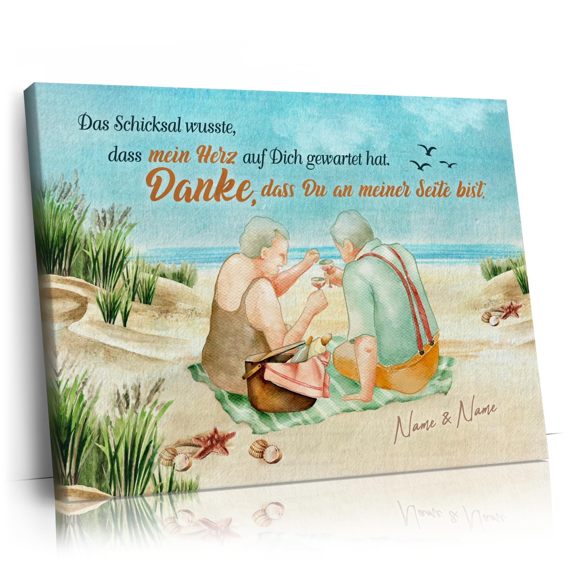 Liebesleinwand Personalisiertes Geschenk für Partner Geschenk Jahrestag, Verlobung, Hochzeitstag | Leinwandbild romantisch gestalten | Wartendes Herz
