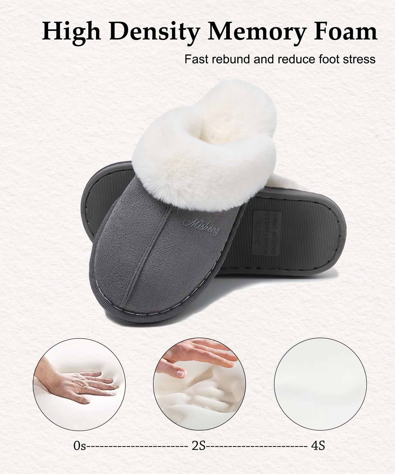 Coswind Pantofole Donna Uomo Invernali Peluche Ciabatte da Casa with Memory Foam Pelose Calde Comode Fluffy Antiscivolo Autunno Interno Esterno