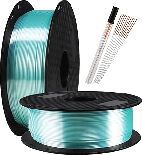 Shiny Cyan Silk PLA 1.75mm 3D Printer Filament, 3D Printing Material 1kg 2.2lbs, Widely Compatible for FDM 3D Printer, Pack with 10pcs 3D Print Tool by TTYT3D