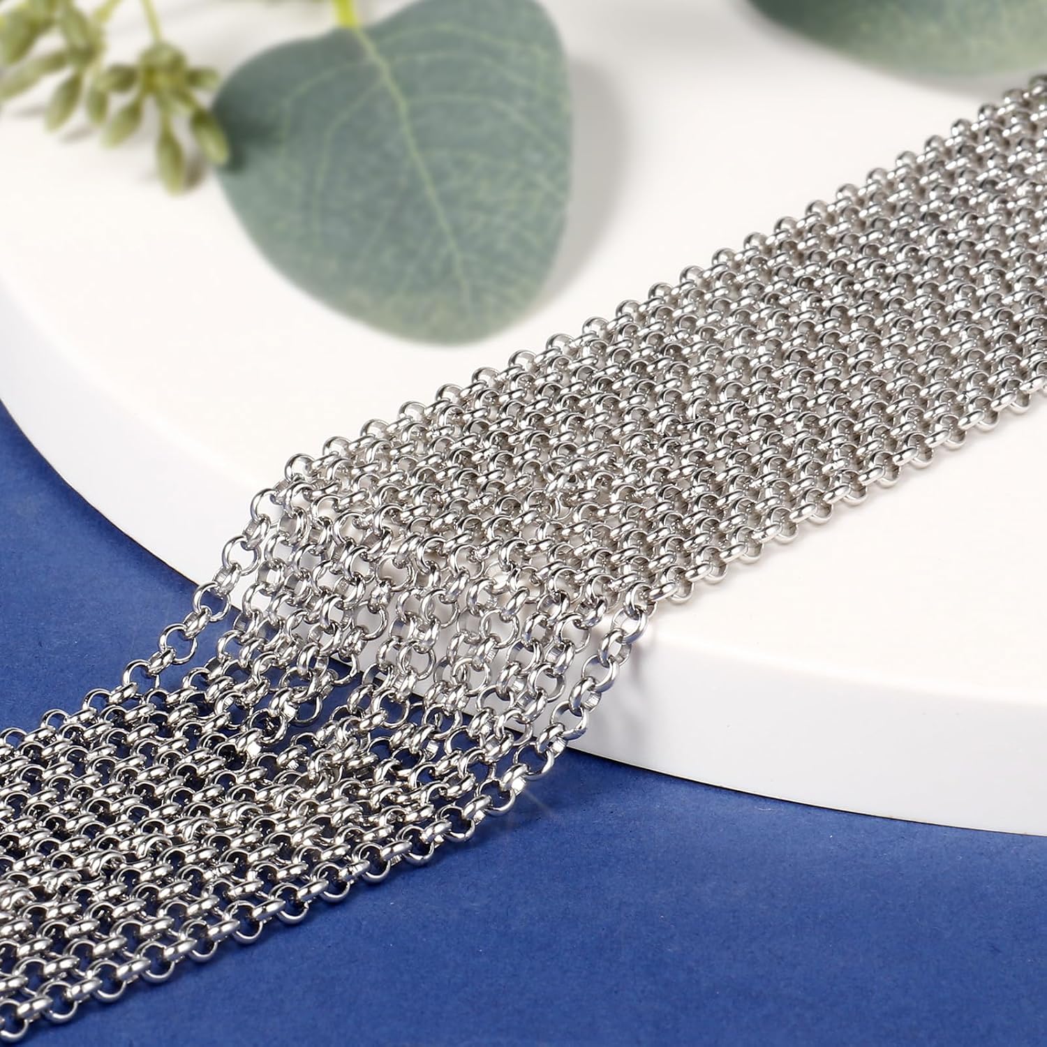 33FT Stainless Steel Rolo Chain for Jewelry Making 3.5MM Stainless Steel O Link Chains Roll for DIY Crafts Jewelry Making - Image 3