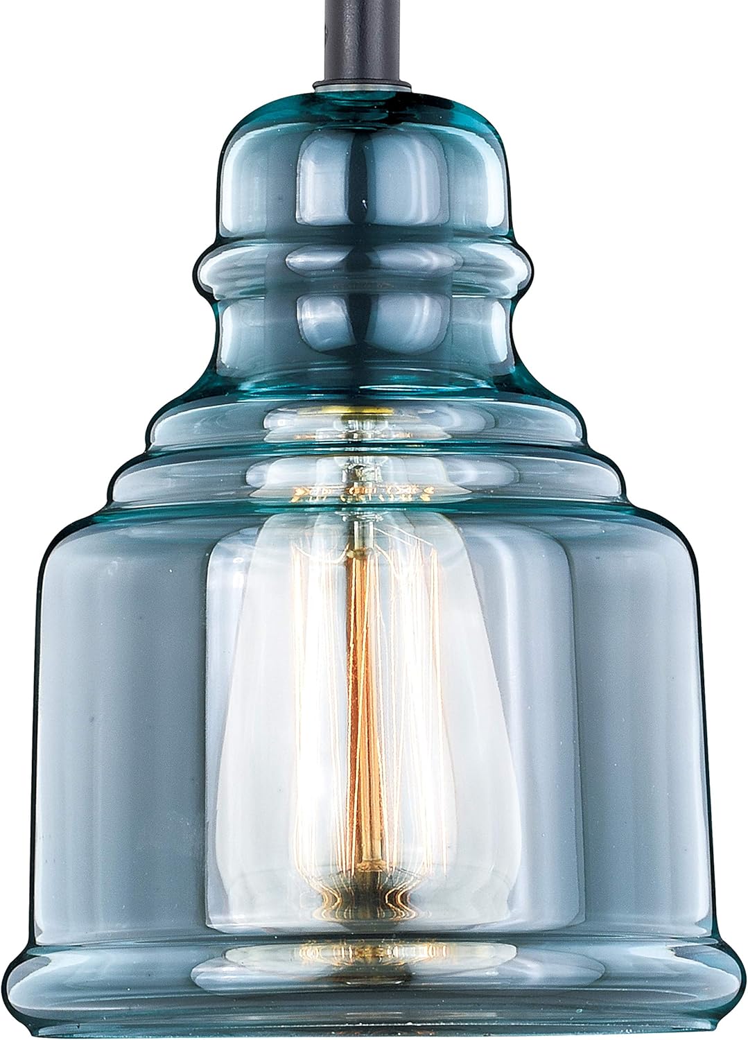 VAXCEL Millie Jar Mini Pendant for Kitchen Island, Farmhouse Ceiling Lighting, Oil Rubbed Bronze Finish, Smoke Blue Glass