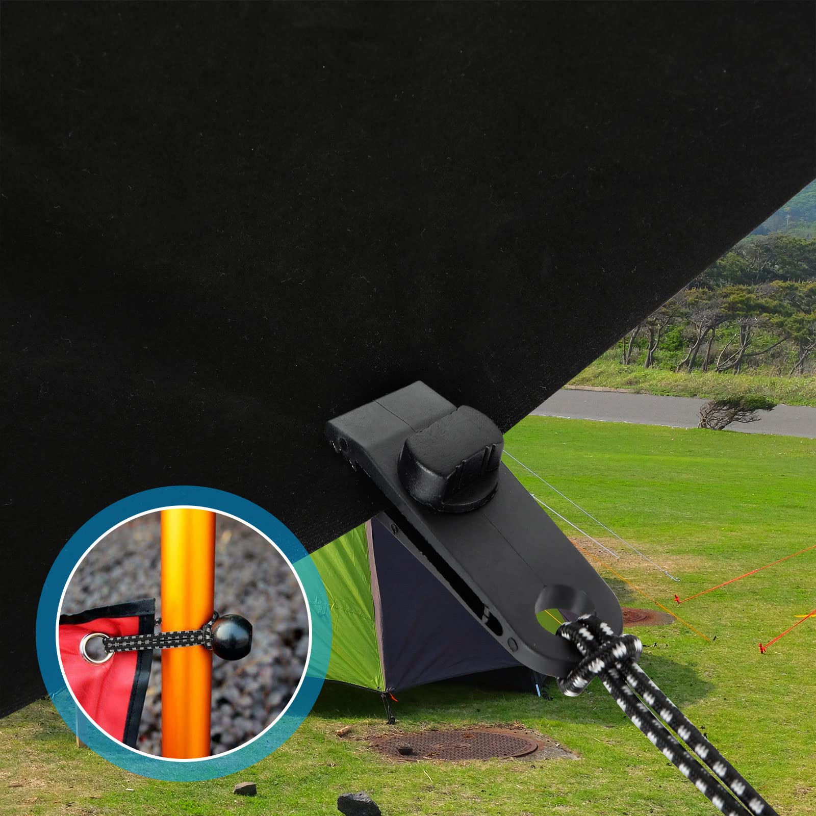 Set 20 Tenditore Telone Sfera Expander Imbracatura Serraggio Gomma - Foto 8