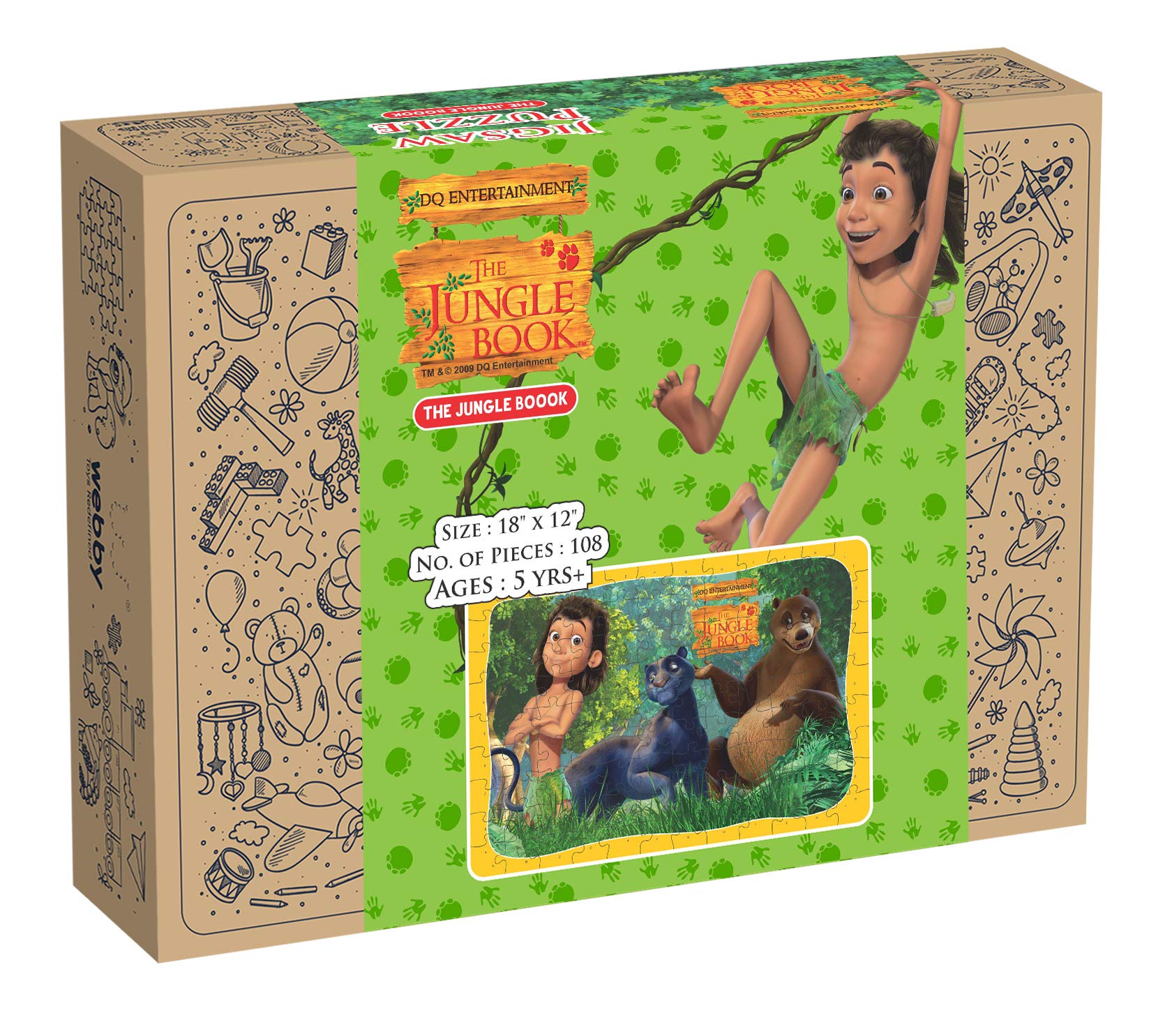 Webby The Jungle Book Wooden Jigsaw Floor Puzzle, 108 Pcs