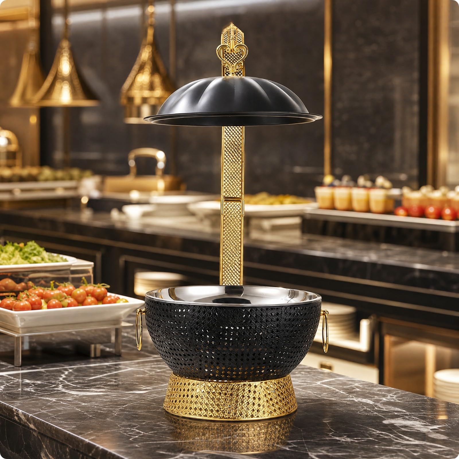 Chafing Dish Acero Inoxidable Calefacción por Fuente Térmica Buffet Elegante para Restaurantes, Bodas Al Libre, Estilo B