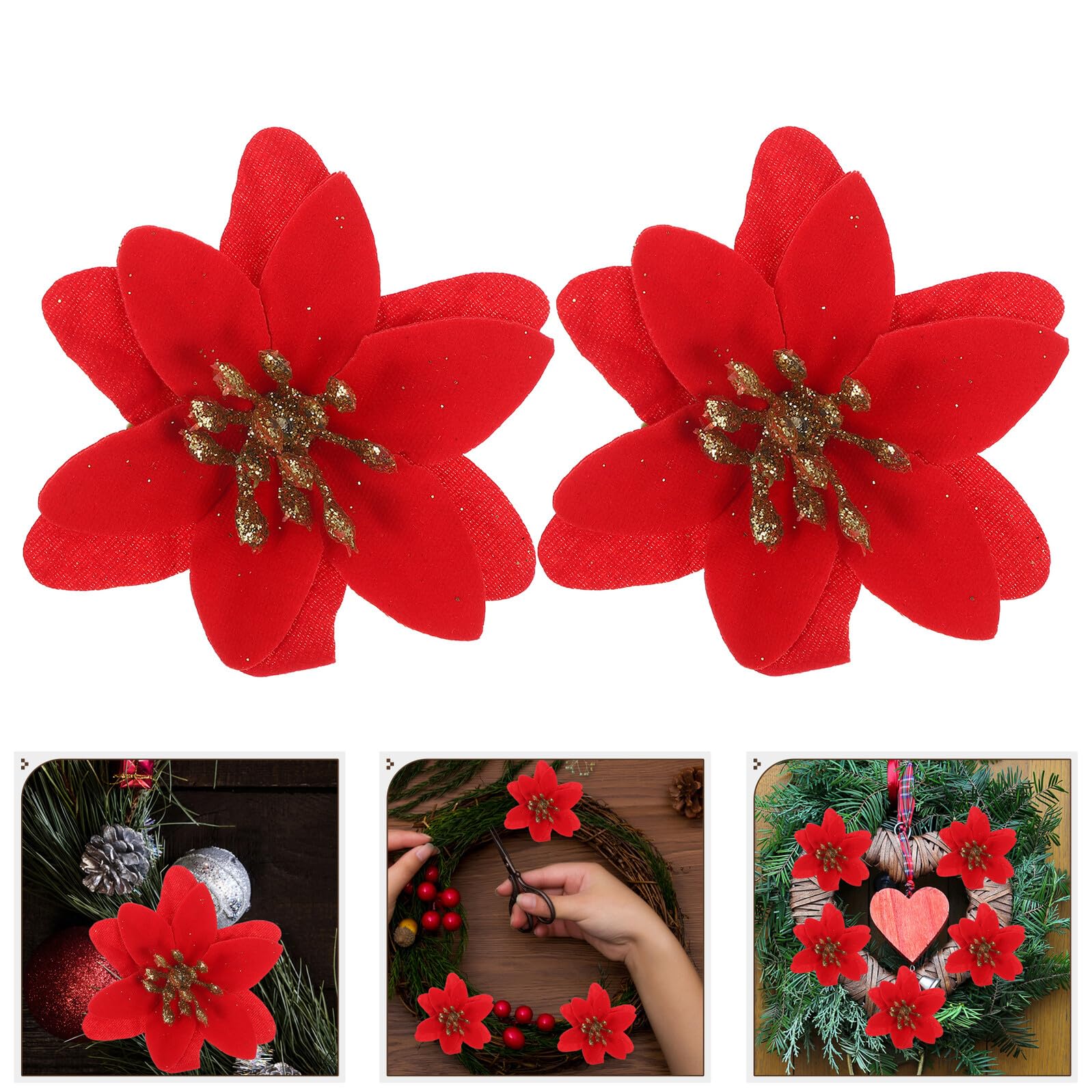 10 Pièces Fleurs Artificielles de Noël Guirlandes Décoratives pour Fête Fleurs Artificielles de Noël