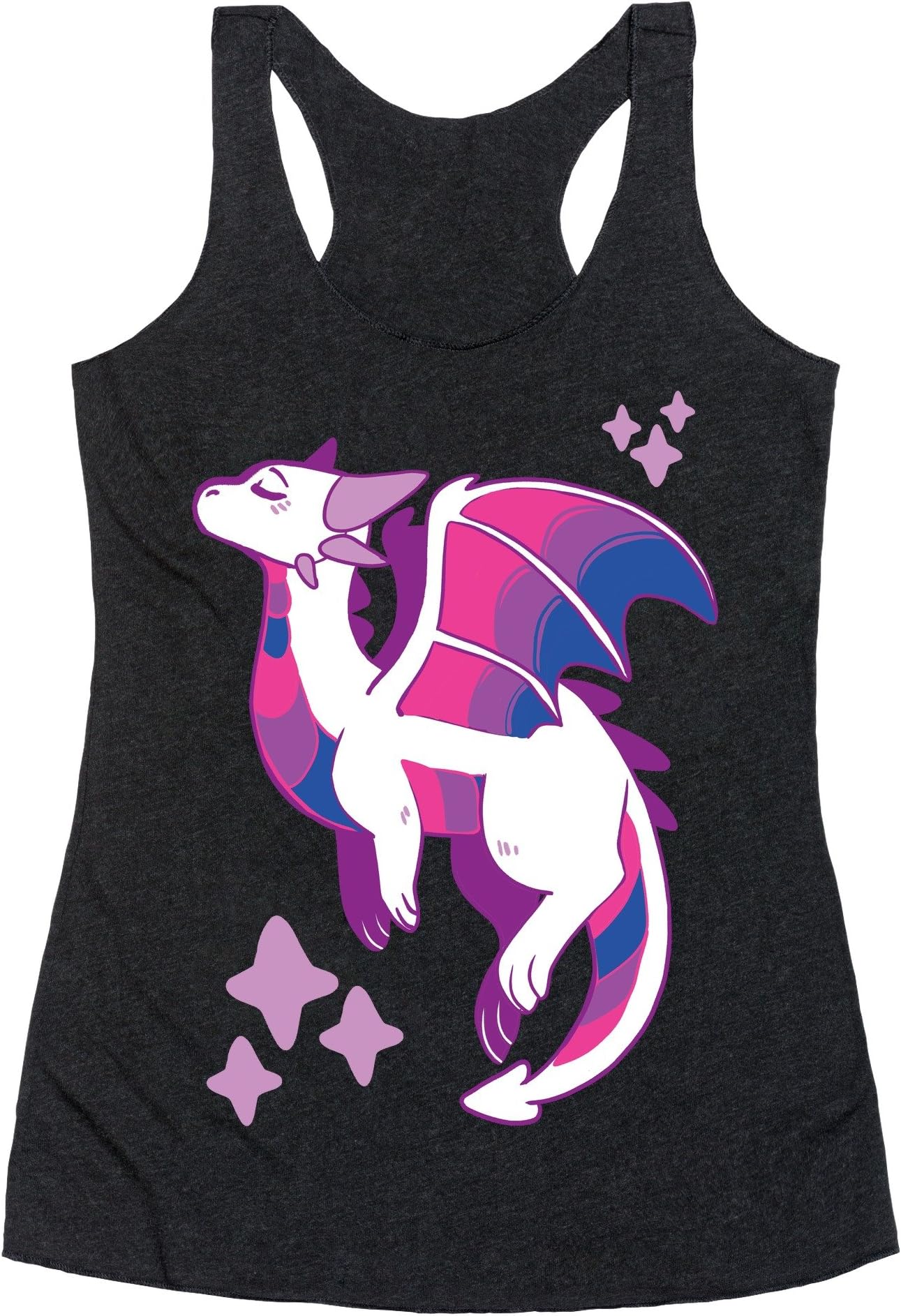 Bi Pride Dragon Heathered Black Women's Racerback Tank