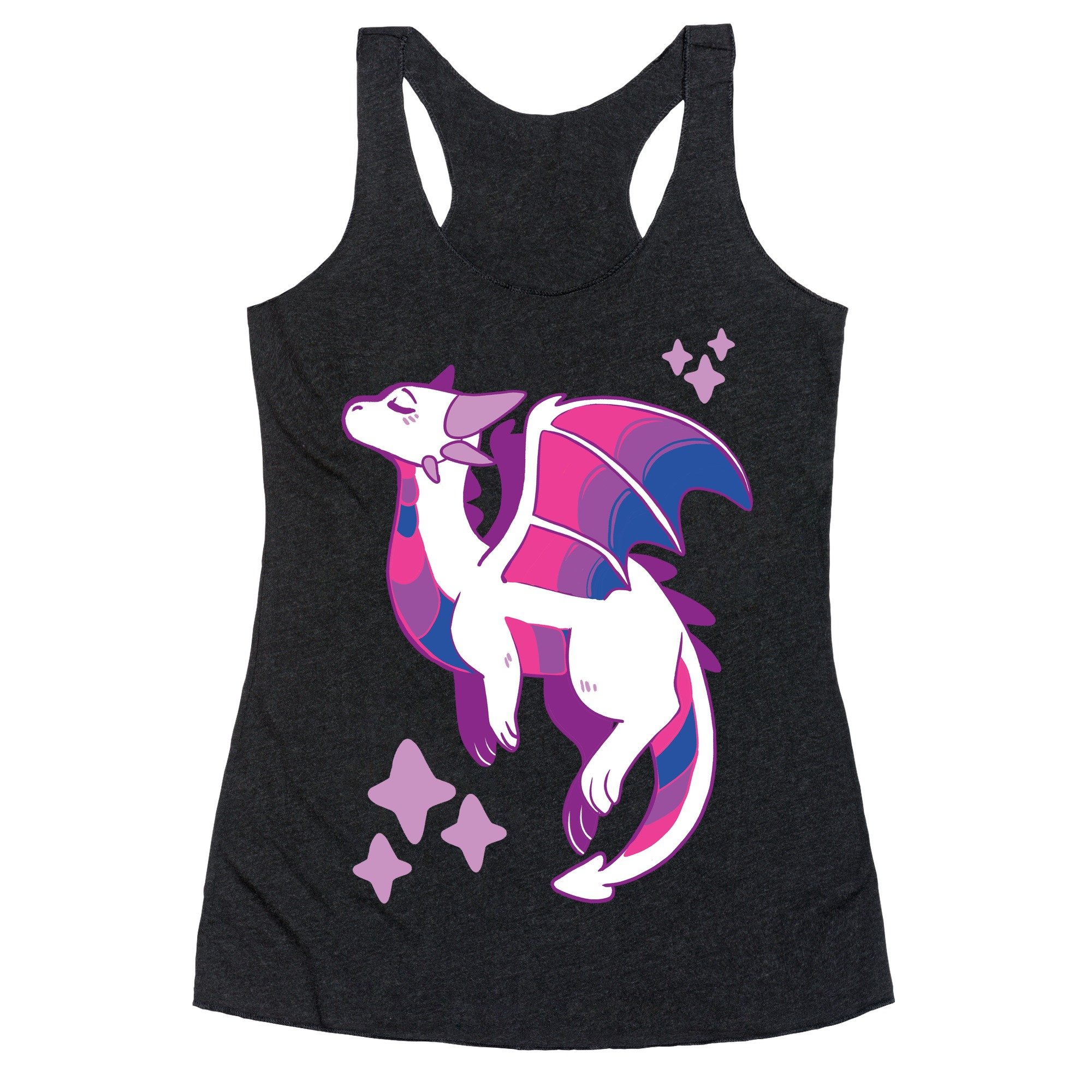 Bi Pride Dragon Heathered Black Women's Racerback Tank
