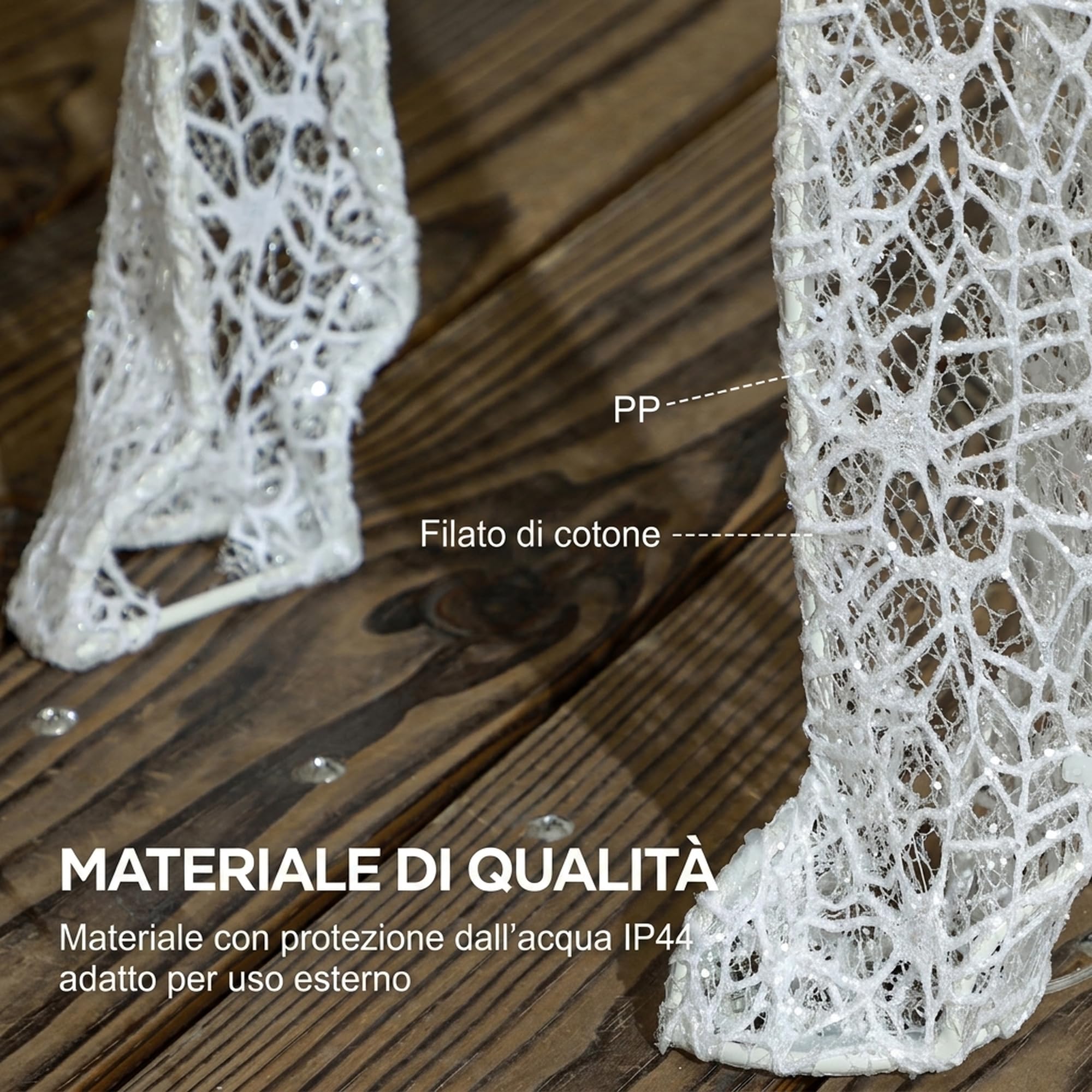 Outsunny Renna Natalizia Illuminata con Slitta 118 cm Bianco e Rosso