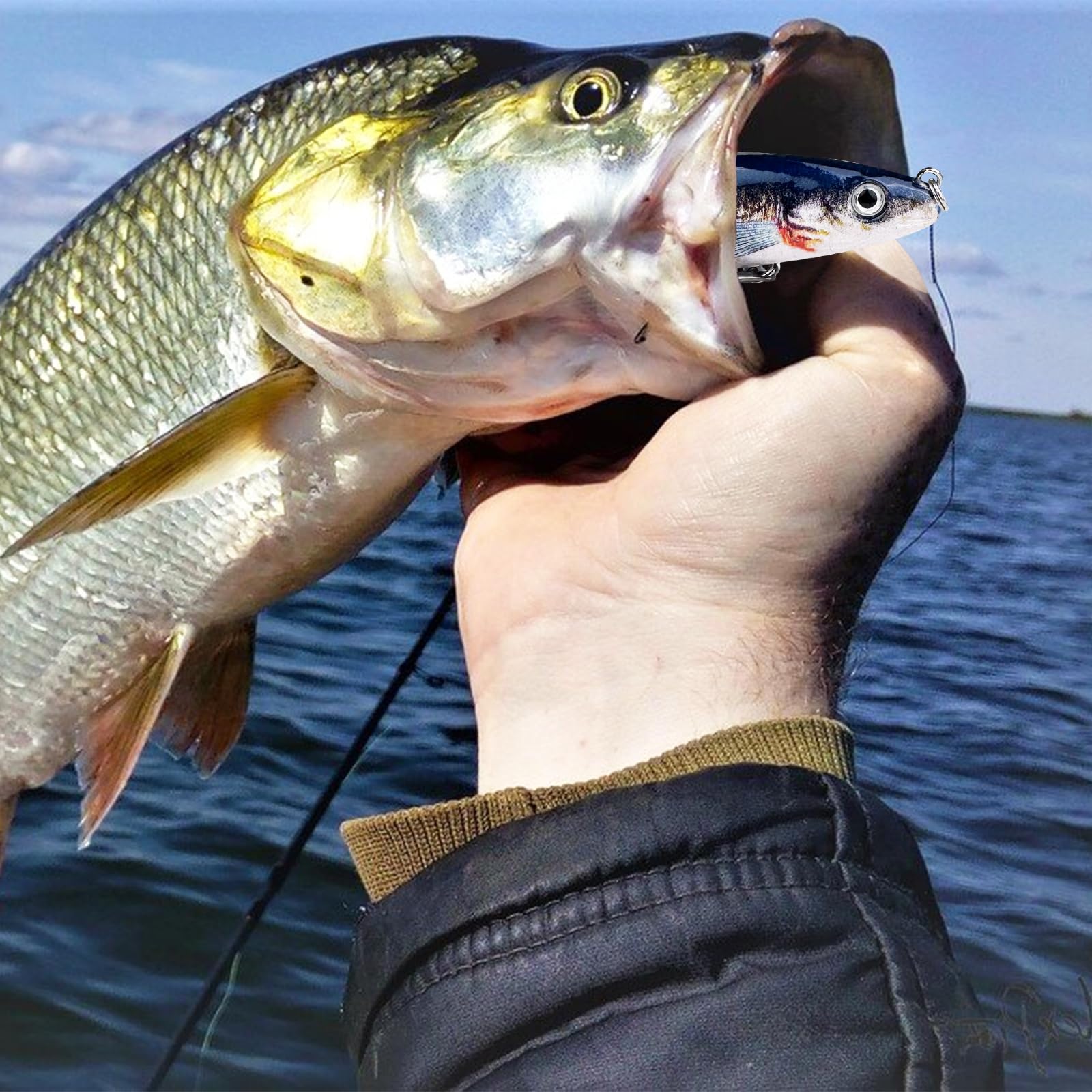 Ghazpmuk 3 Leurres De Pêche Articulés – Corps 8 Segments, Yeux 3D, Hameçons Triples, Pour Brochet, Truite, Bar, Eau Douce Et Salée