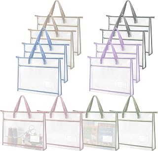 Aneco 12 Pcs A3 Needlepoint Project Bags for Quilting, Craft Storage Bags | 18 x 13 Inch Sewing Project Organizer Bags with Zipper, Clear Mesh for File Carrying, Artwork Crafts, Travel Supplies