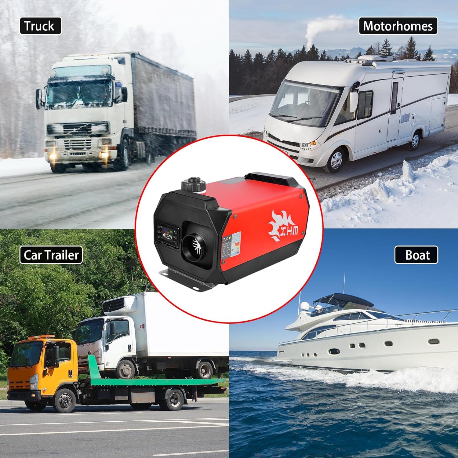 SHAVINGFUN Calentador de Aire Diesel 12V 5KW Calentador de Combustible Calefacción Estacionaria Calentador Diesel Aire Calentador de Estacionamiento Control Remoto con Interruptor LCD (One Body Red)
