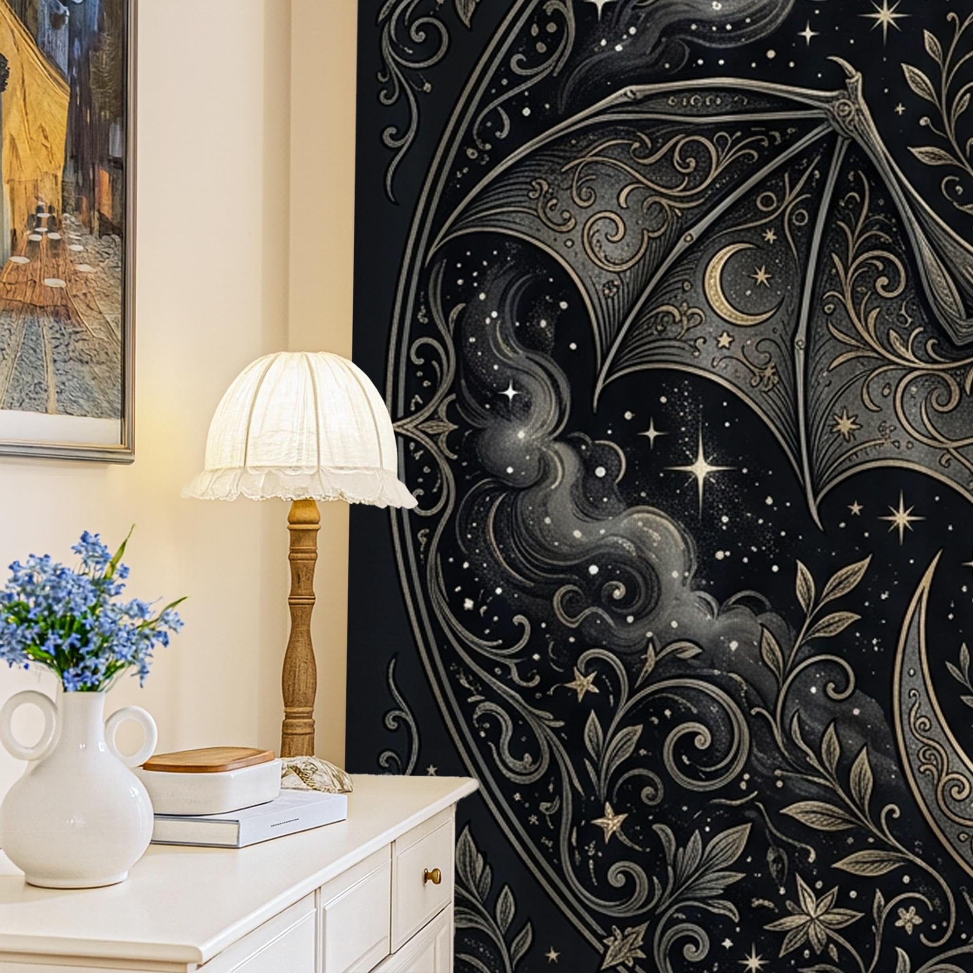 Rideaux occultants plissés motif chauve-souris contre la lumière du jour pour chambre et cuisine
