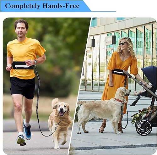 Miniatura 8 de Tails & Tales Correa de perro manos libres con bolsa ligera para la cintura para caminar, correr, senderismo, cinturón ajustable de 25-45 pulgadas,