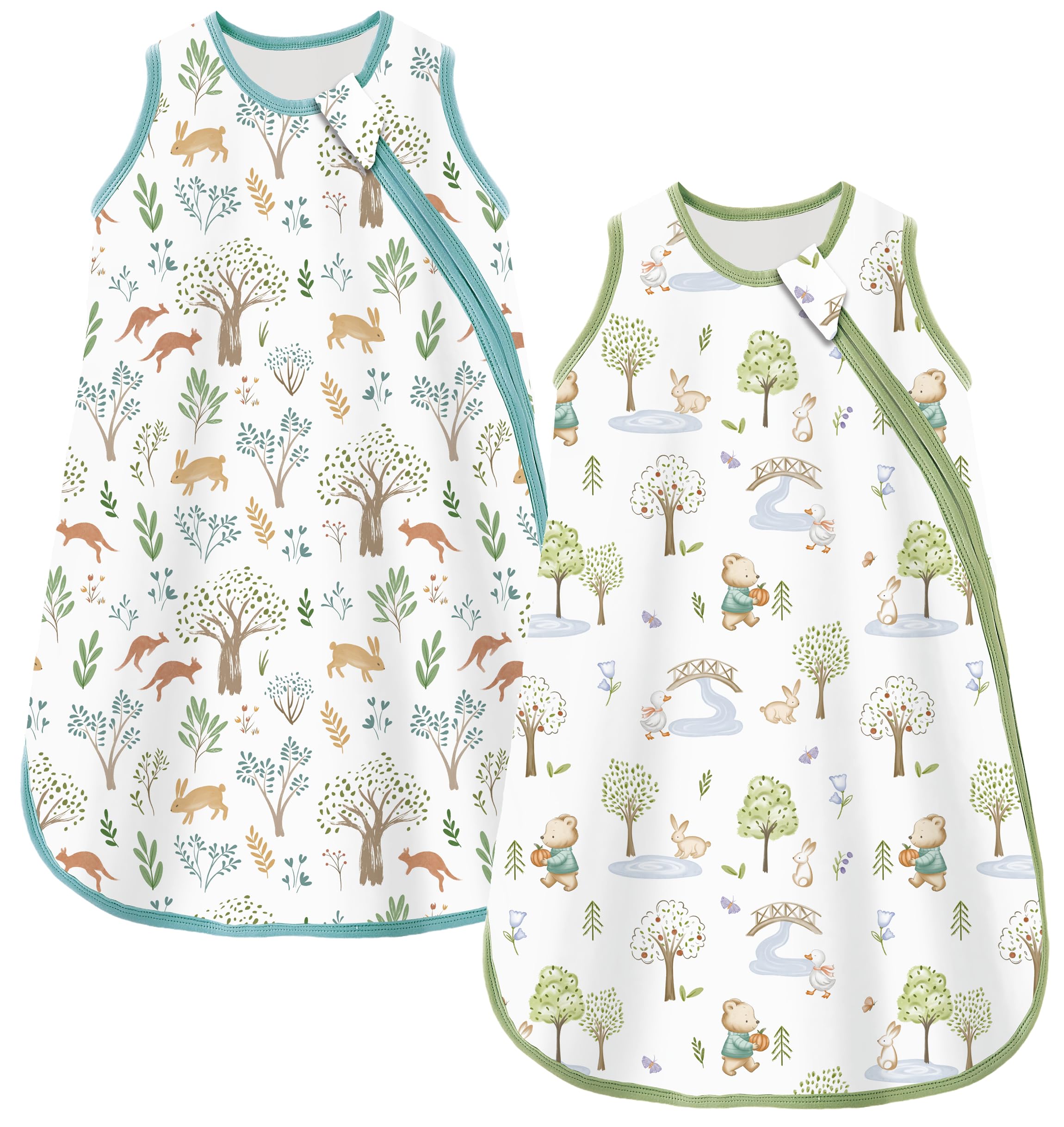 Chilsuessy Baby Sommerschlafsack 2er Pack Baby Schlafsack 0.5 Tog 100% Baumwolle Babyschlafsack Ärmellos für Neugeborene