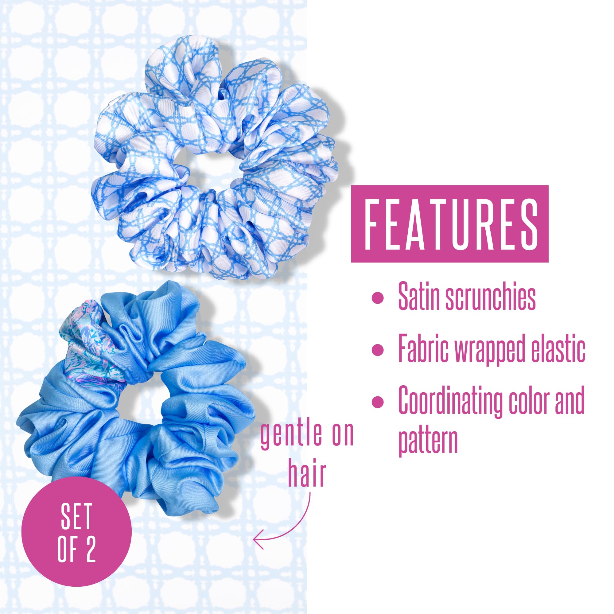 Lilly Pulitzer Blue Scrunchie Set, 2-Pack Satin Scrunchies  display picture 2