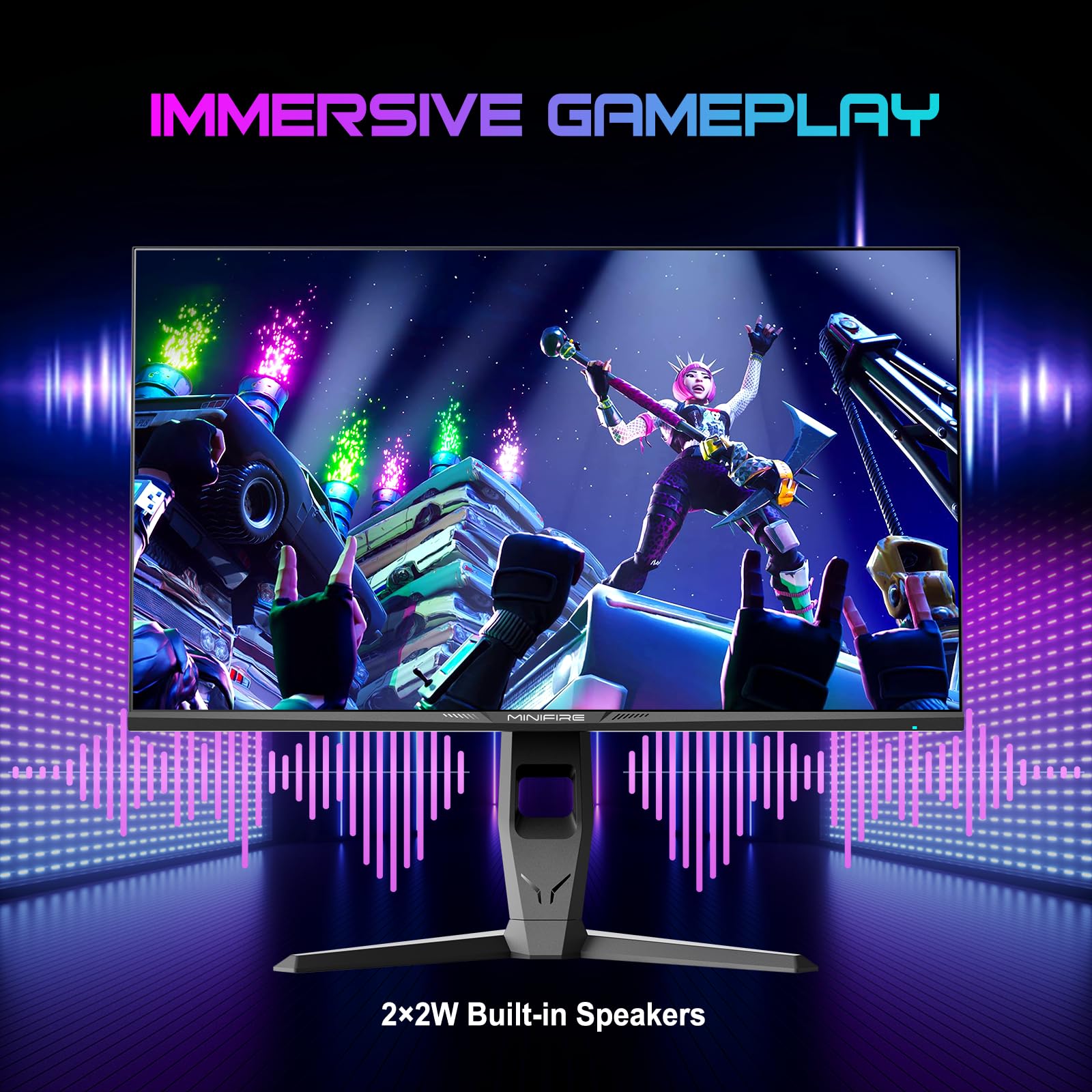 Minifire 27 pollici WQHD 240Hz Gaming Monitor 1440P-1ms AMD FreeSync 丨DCI-P3 98% 丨Fast IPS丨Loudspeaker丨HDR10 丨2×DP1.4丨2×HDMI丨Height adjustable vertical/horizontal rotatable Gaming PC Monitor
