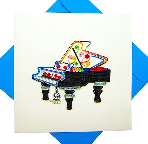 Piano, tarjeta de felicitación 3D hecha a mano, diseño exclusivo dedicado a mano, tarjeta de felicitación para cumpleaños, día de San Valentín, día