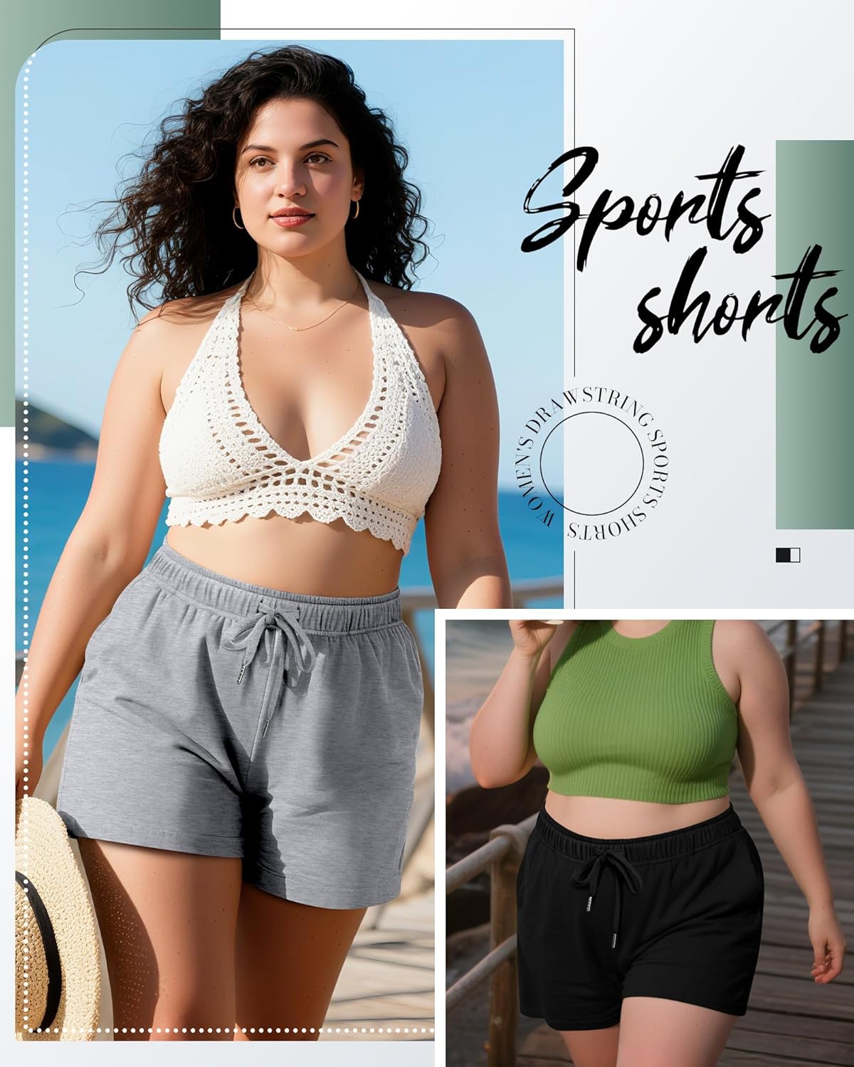 3 Pack Plus Size Women's Drawstring Sweat Shorts Athletic Workout Comfy Lounge Shorts with Pockets - Image 4