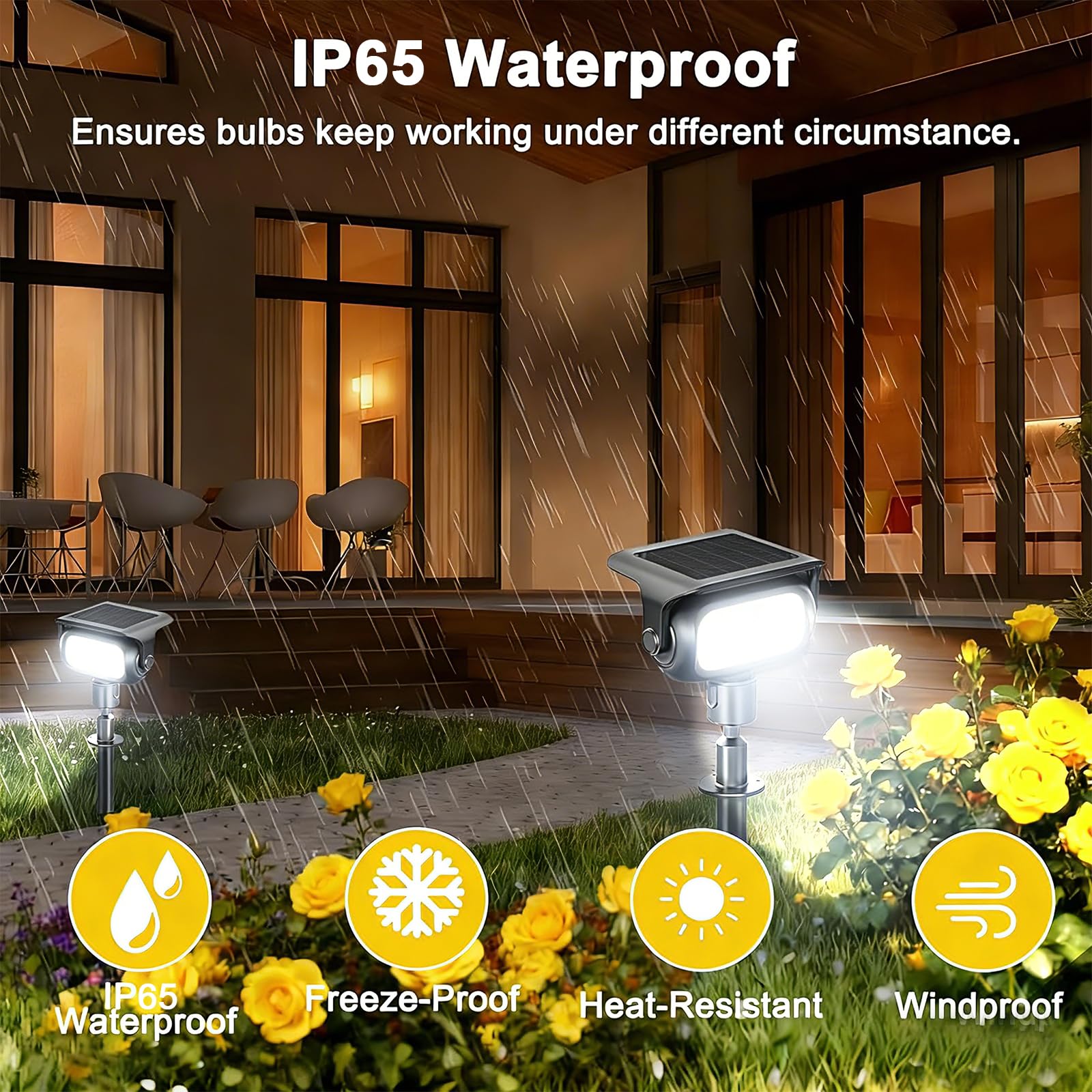 CREATESTAR Solarlampen für Außen mit Bewegungsmelder 4 Stück, 6500K Kaltweiß Solarstrahler für Außen mit 4 Modi, Erdspieß & Wandmontage,IP65 Wasserdicht Solar Gartenstrahler für Bäume, Hof, Gehweg
