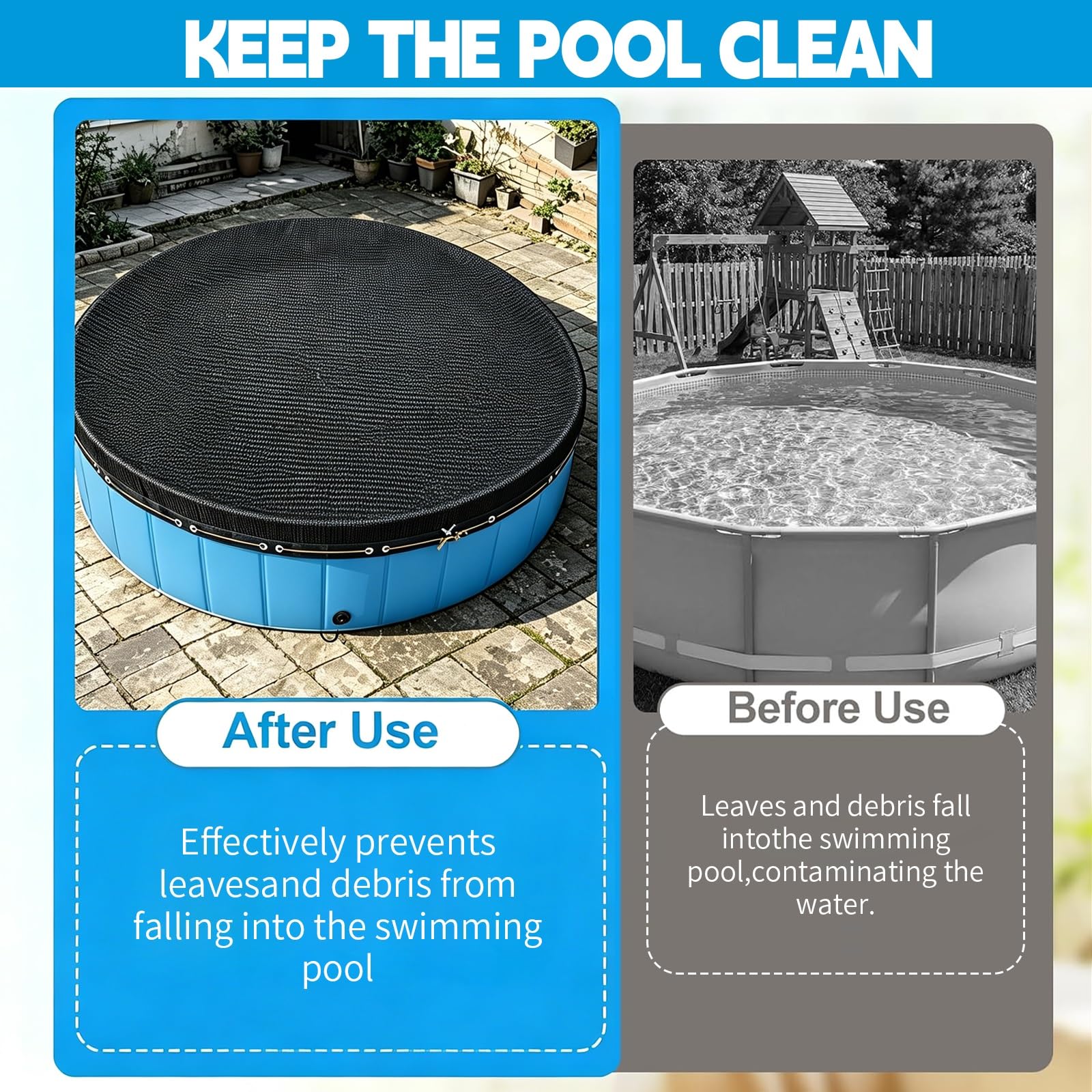 Cubierta redonda para piscina, antihojas y protección solar, se adapta a piscinas sobre el suelo de 7,5 m de diámetro, diseño apto para perros y niños, ideal para uso en exteriores, resistente a la