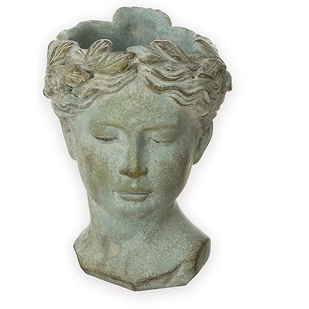 Busto de aspecto antiguo, aprox. 22 x 16 cm, macetero – gris ...