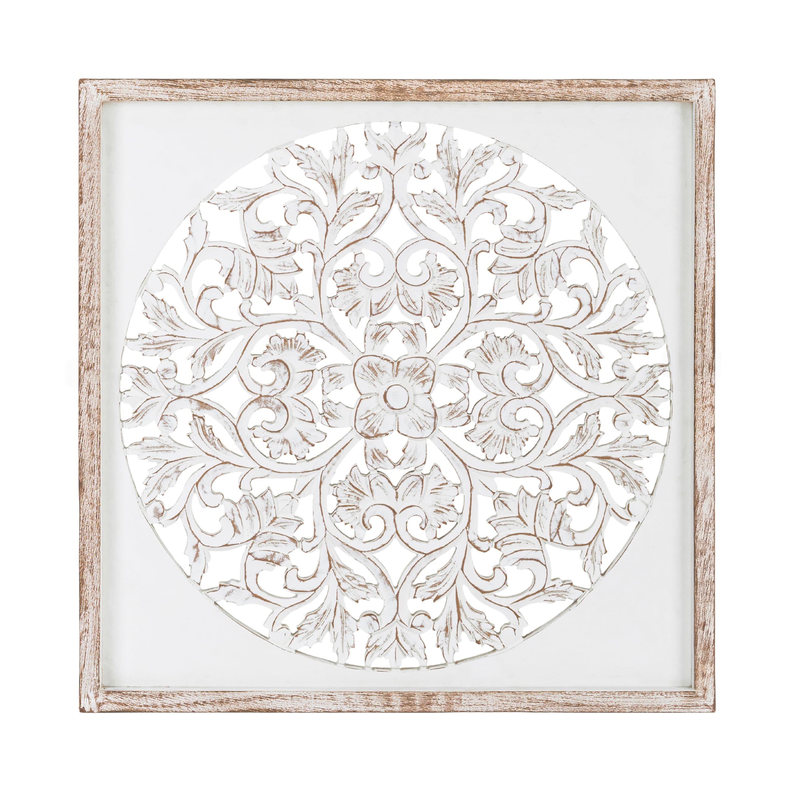 JFY Designs Corky Hand Carved Wood Medallion Wall Panels Bedroom Décor