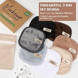 Orighty Makeup Remover Cloths 7-Day Set, Premium & Reusable Makeup Remover Pads, Erase Make-up With Just Water, Make-up Set For Eyes, Lips, Foundation and more, Ideal Choice For Women (Neutrals)